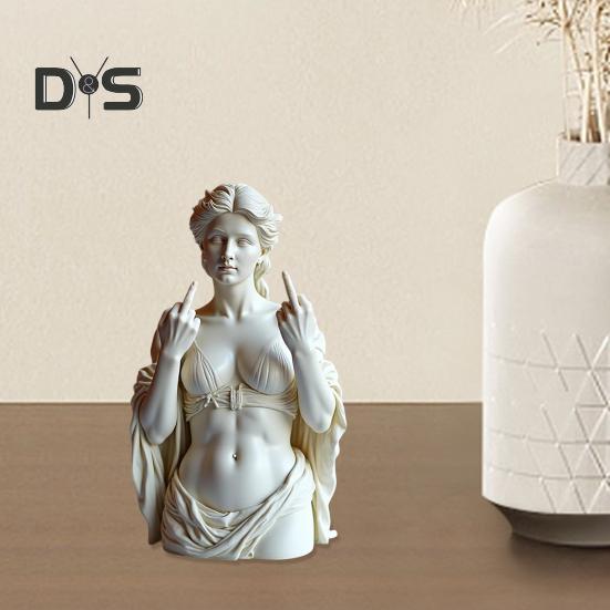 Middle Finger Women Bust Statue Women with Attitude Resin Sculpture Figurine Home Office Bookshelf Desktop Decoration Ornament