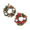 Christmas Pinecone Wreath with Cotton Balls Festival Front Door Hanging Garland for Home Decoration