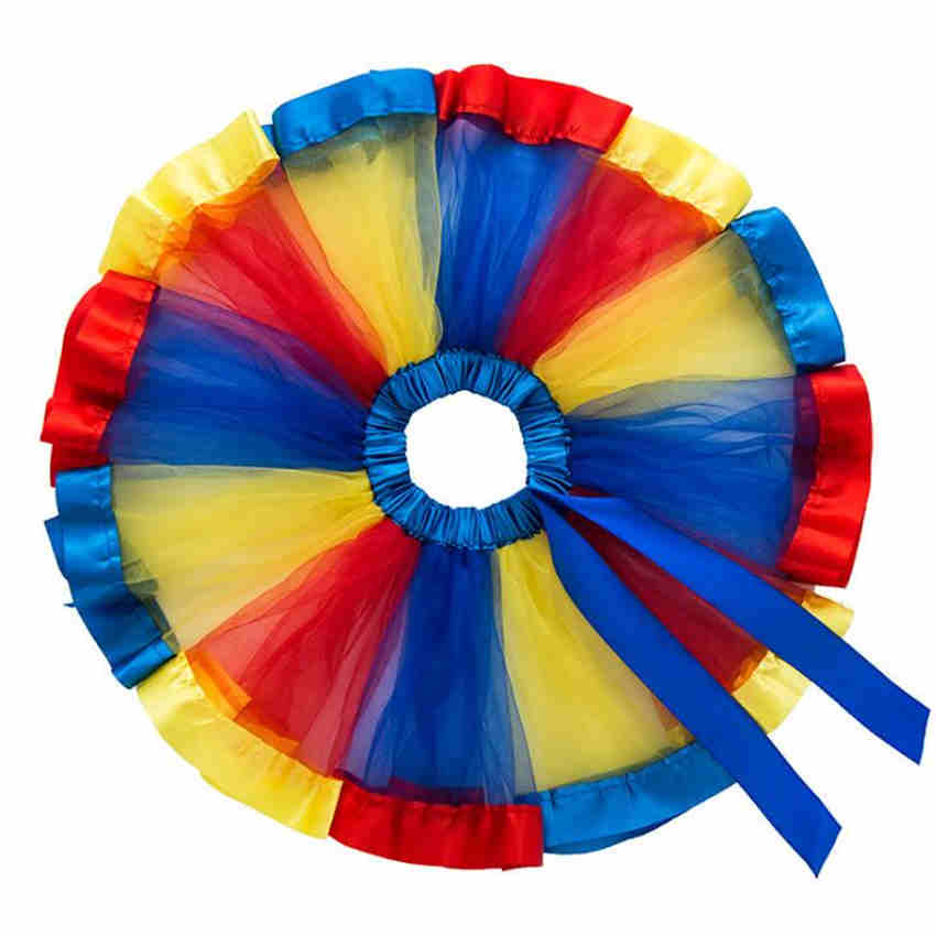 Girls Rainbow Tulle Skirs Mini Dress Princess Colorful Splicing Party Birthday Dancing Tutu Skirt