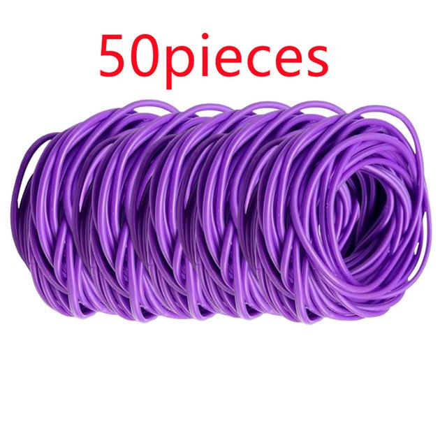 

50 шт., резиновые браслеты ярких цветов для женщин, неоновые эластичные силиконовые желеобразные браслеты, браслеты-манжеты для девочек, липкие ленты для волос, петля для волос, модные аксессуары фиолетовый