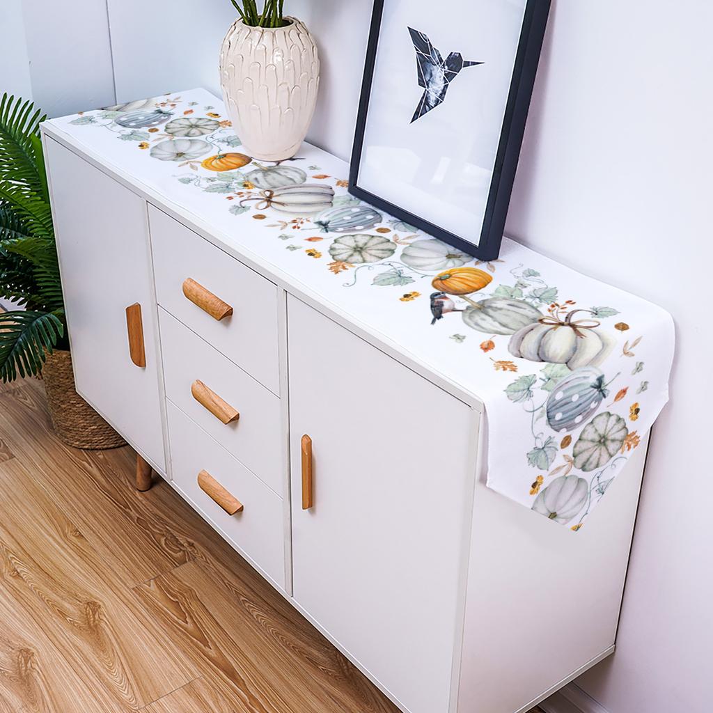 Autumn Pumpkin Maple Bird Table Runners Holiday Wedding Decor Dinning Table Cover Christmas Decorations Table Cloth