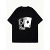 Oversized T Shirt Dress Black Playing Cards Print Casual Streetwear Outfit