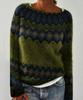 European & American Women's Color-Block Round Neck Fashion Pullover Sweater