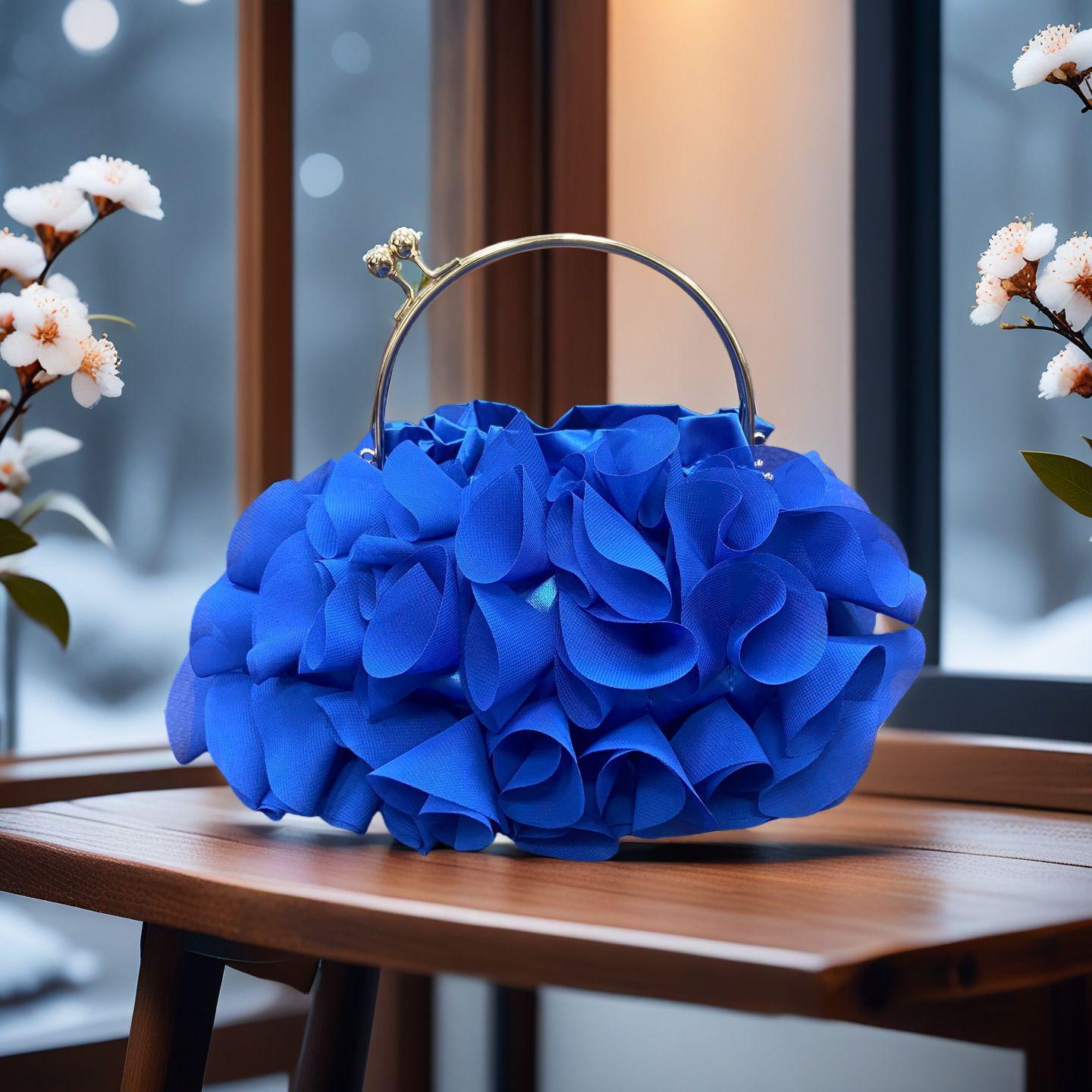 

Елегантний квітковий клатч: Сумка, сумісна з весільним, вечірнім та чонгсамом королівський синій колір