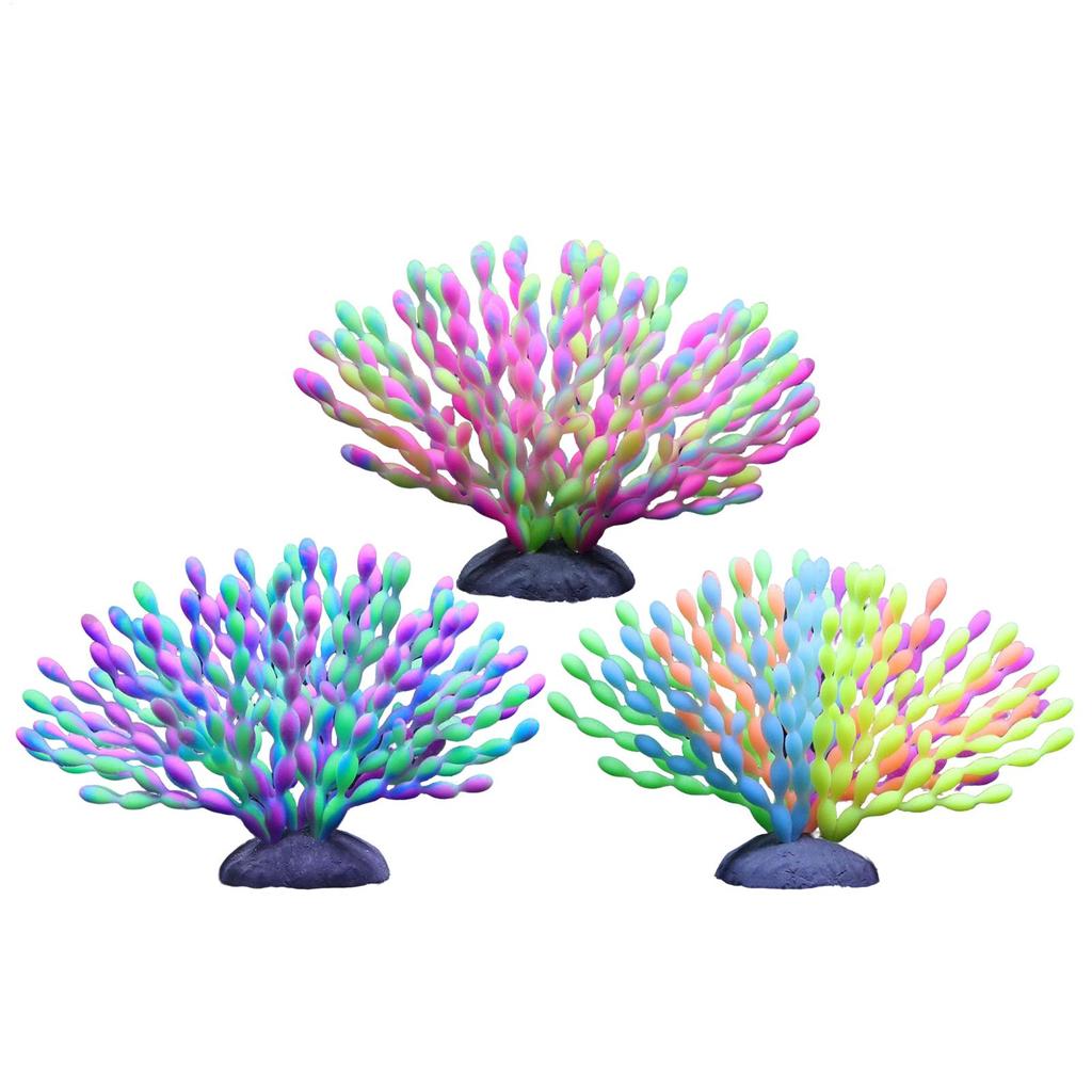 Aquarium Coral Decoration Luminous Silicone Gradient Color Artificial Simulated Soft Coral Statue Realistic Coral Aquarium Decor