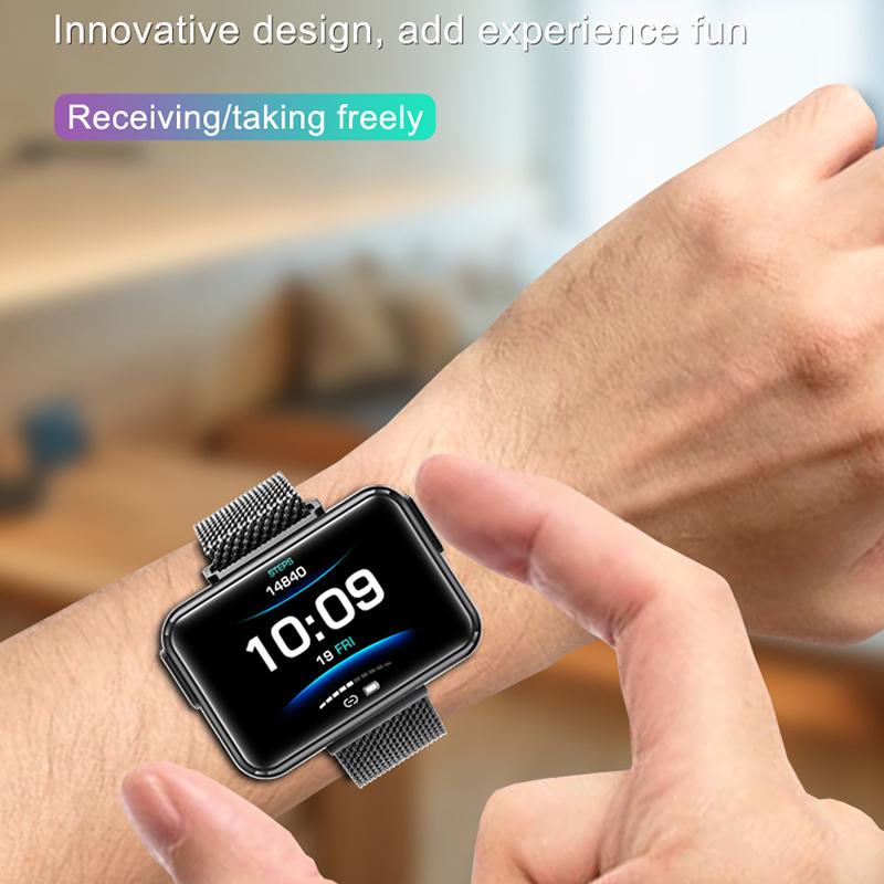 Rainbuvvy T91 Smartwatch 1.4inch Full-touch Screen Wireless 2in1 TWS Earbuds IPX6 Waterproof Bluetooth 280mAh Battery Detachable Strap Sports Watch