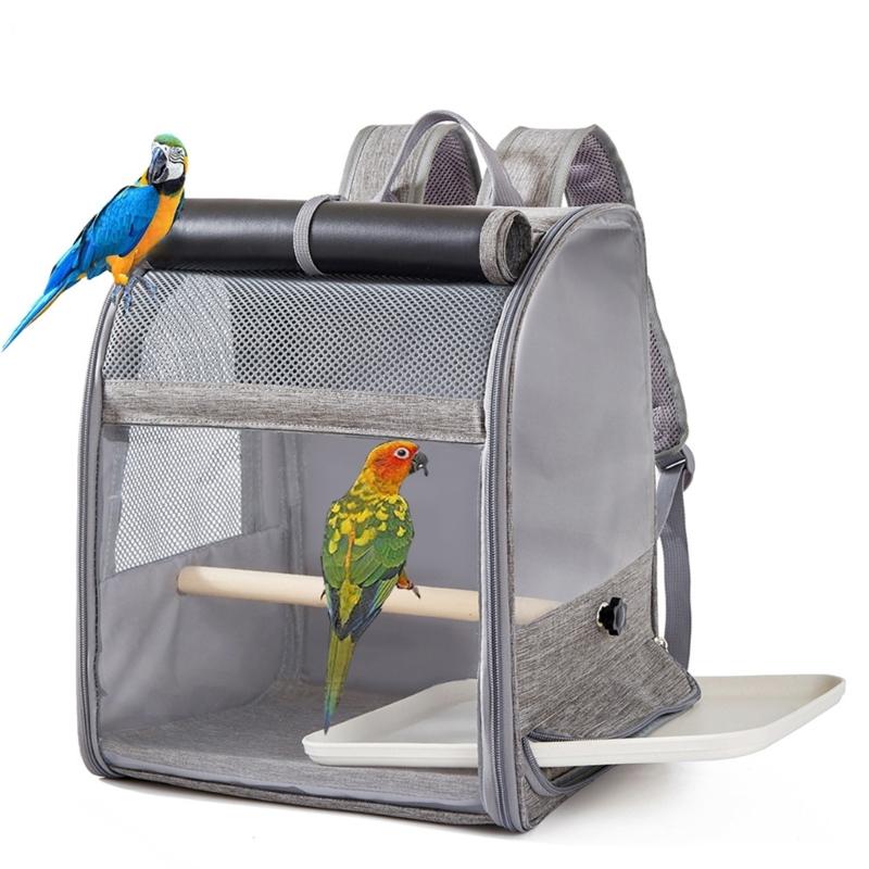 Light Weight Bird Travel Cage Backpacks With Ventilated Window And Side Pockets For Outdoor Activity