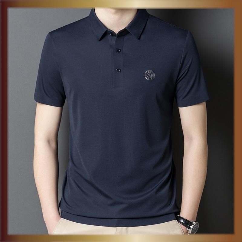 Short-sleeved T-shirt Men's Lapel Versatile Seamless Shirt Summer New Men's Silky Thin Style