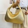 Simple Hand Woven Bag, Women's Fashionable Soft Leather Commuting Shoulder Bag, Versatile and Large Capacity