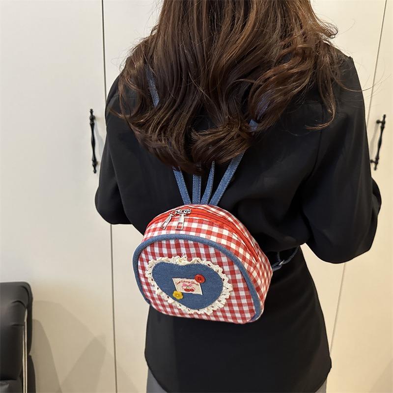 Commuter Small Backpack Women's New Backpack Mini Casual Fashion Plaid Commuting Versatile Hand Bag