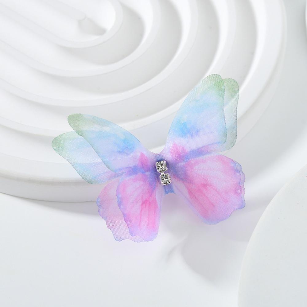 3D Organza Fabric Butterfly Appliques Gradient Color Clothes Sewing Patch  Bridal Hair Accessories