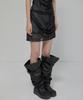 Peulleeoeob Draped Mesh Layered Mini Skirt (Fl-265_Black)