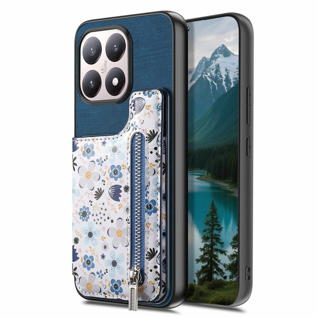 For Xiaomi 15T Leather Phone Cover with RFID Blocking Zipper Card Bag Kickstand