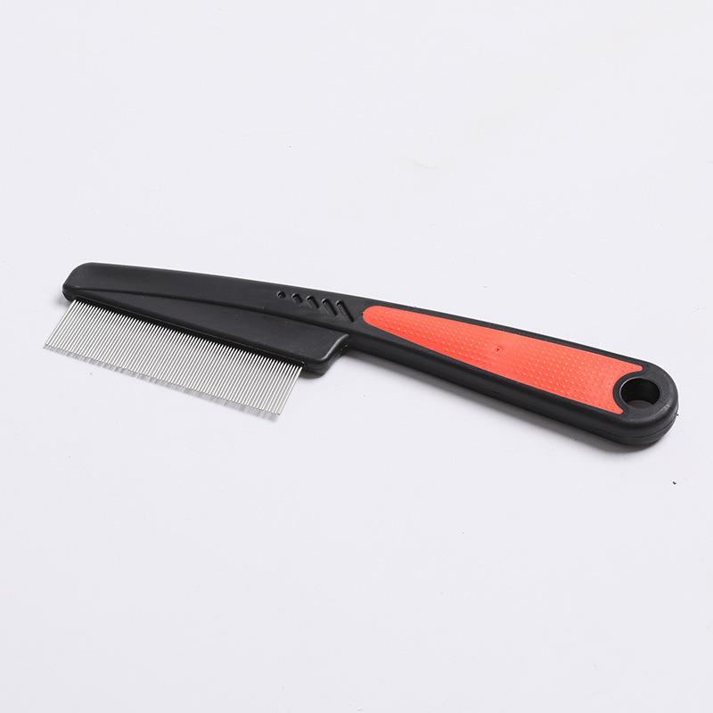 Solid Wood Handle Flea Comb: Single Row for Cats & Dogs - Removes Loose Hair & Cleans