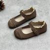 Leather Single Shoes Vintage Round Toe Flat Soft Cowhide Shoes