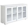 Modern Kitchen Sideboard Auxiliary Furniture with 2 Sliding Glass Doors and Adjustable Shelf 107x33x62.5 Cm White