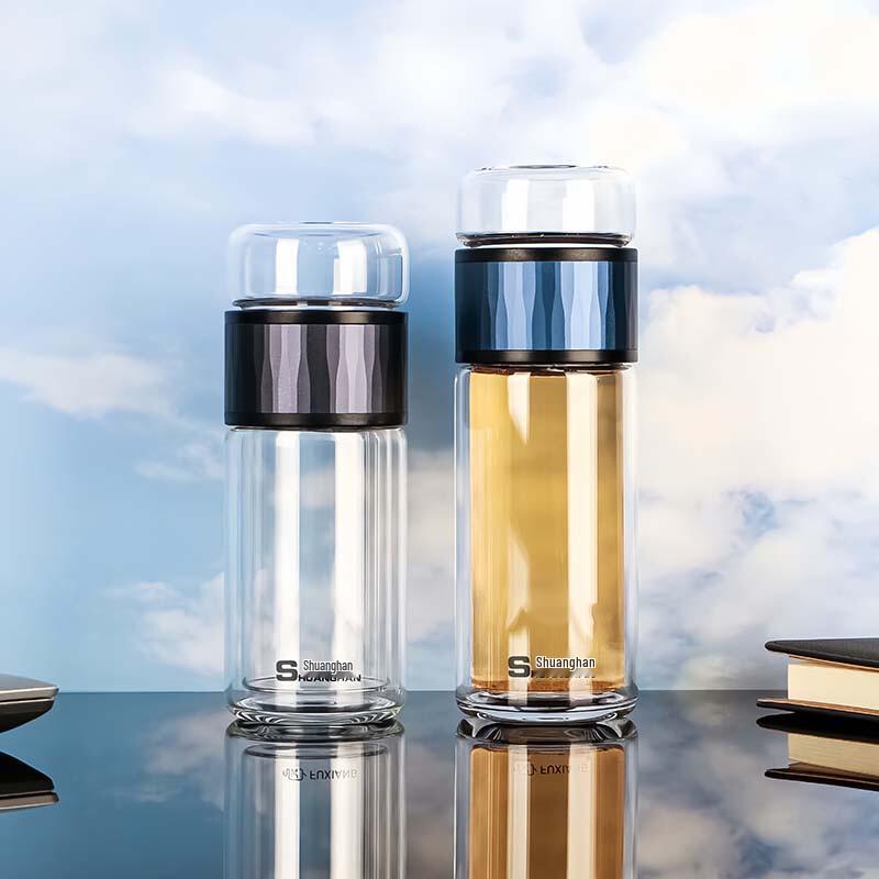 Double-Layer Tea Infuser Glass Mug