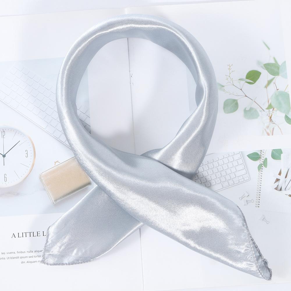 50*50cm Silk Scarf Women Small Soft Squares Decorative Head Scarf Multicolor Stripe Print Kerchief Neck Wrap Solid Colors