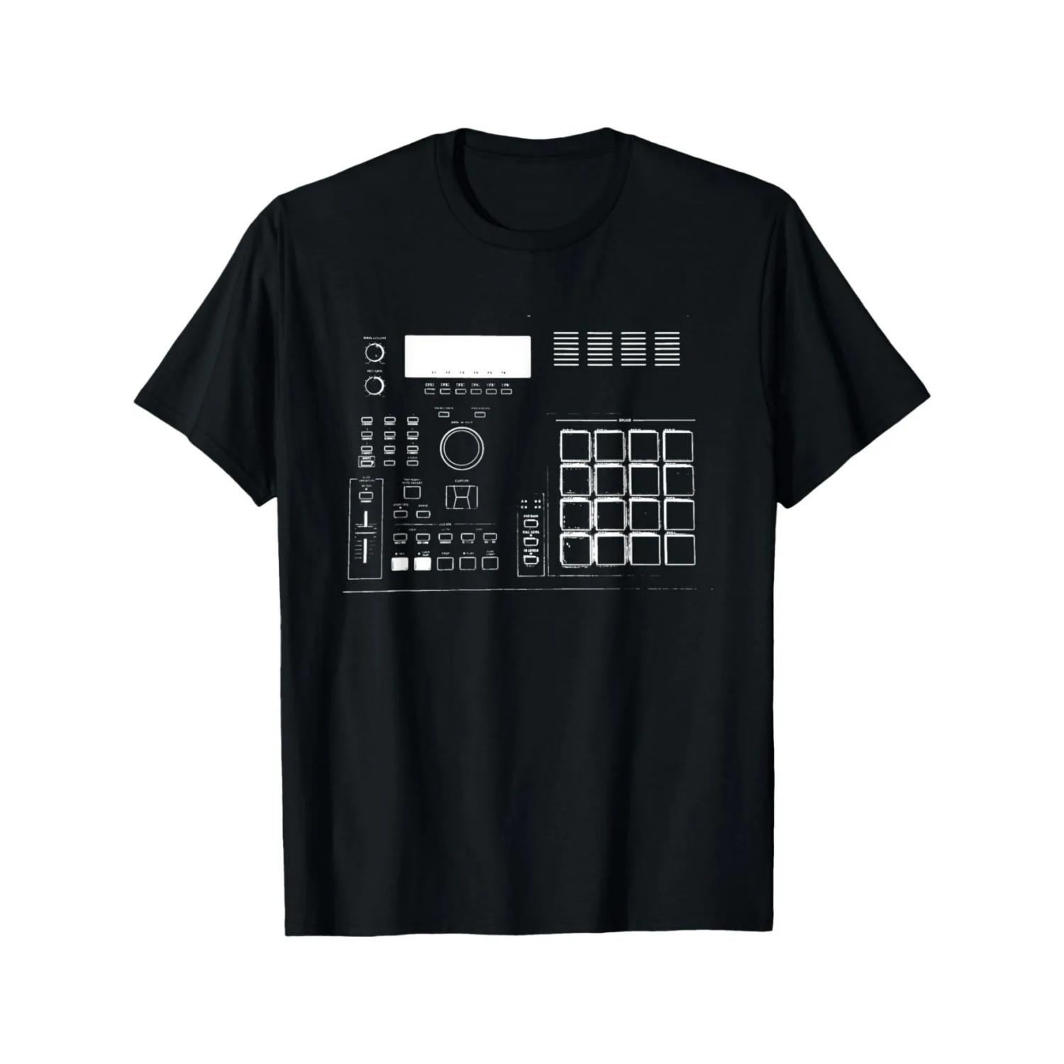 Retro Hip-hop MPC Beat Machine 2000 Producer T-shirt MPC Controller Pattern, Summer Music Producer Disc Dressing S чёрный
