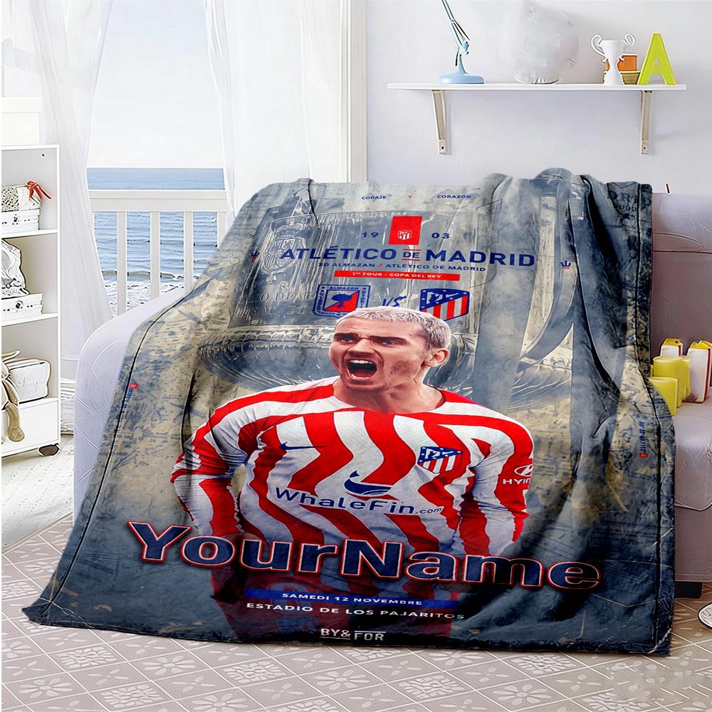 Atletico Madrid Personalized Name Blanket Lightweight Personalized Blanket Soft & Cozy Throw For Nap Bed Office Chair Office All-Season Use