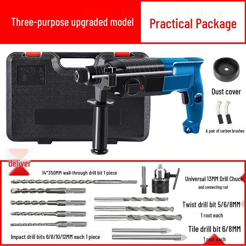 Multifunctional Lightweight High-Power Electric Hammer, Pick, and Drill for Household and Industrial Grade Concrete Impact.