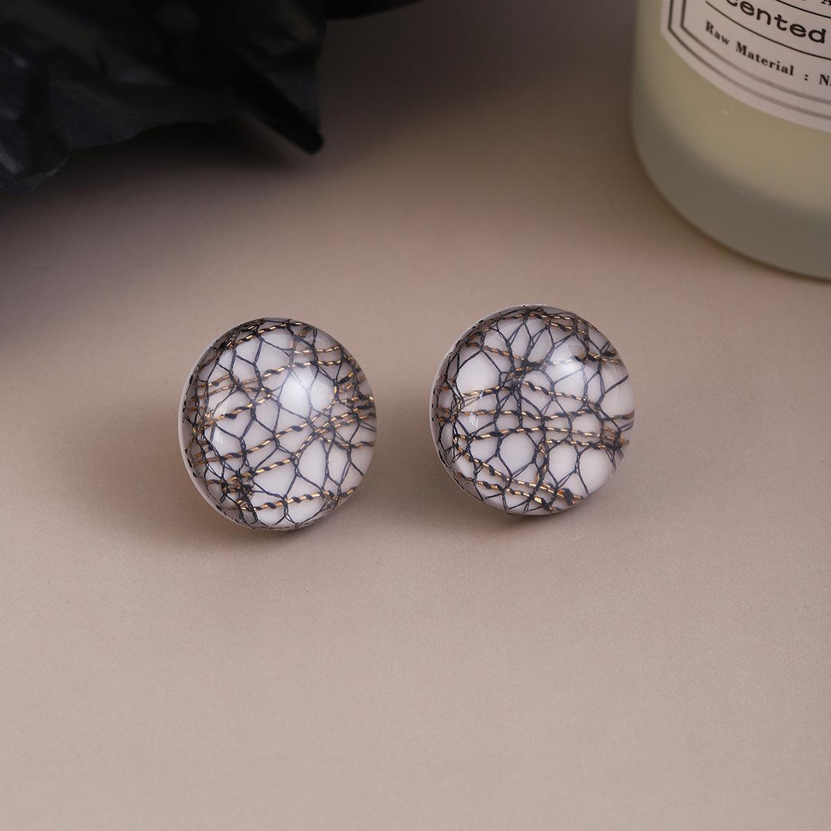 Розово-сине-серые клетчатые серьги из смолы, осенне-зимние ретро-серьги, легкая роскошь, этнический стиль, высококачественные модные серьги