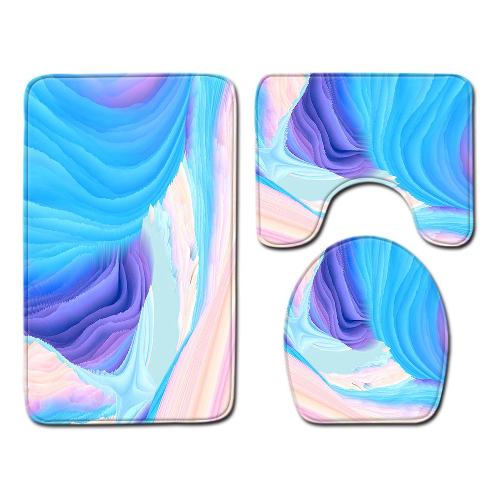 Fashion Painted Toilet Three-Piece Floor Mat Bathroom Door Mat Coffee Table Sand Carpet