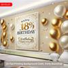 2D Gold Balloon 18 Happy Birthday Party Decoration Backdrop with Ribbon