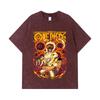 275 GSM Washed T-shirts 100% Cotton One Piece V5 Luffy Gears Print Unisex Heavy Cotton T Shirt