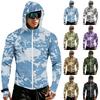 Men's Casual Raglan Sleeve Hooded Long Sleeve Sun Protection Jacket Lightweight Breathable Outdoor Sportswear with Full Zip Front