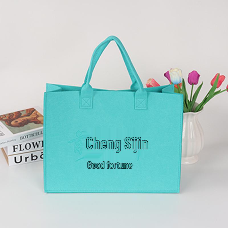 Stylish Color Block Felt Tote Bag - Large Capacity, Customizable for Gifts & Business