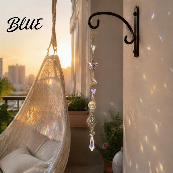 Indoor Outdoor Hanging Decoration Butterfly Crystal Suncatcher Wind Chime Rainbow Maker Prism Ornament Elegant Room Decor Pendant for Home Balcony,