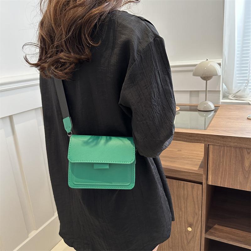 Textured Small Square Bag Women's Bag New Casual Fashion Shoulder Bag Wide Shoulder Strap Messenger Bag