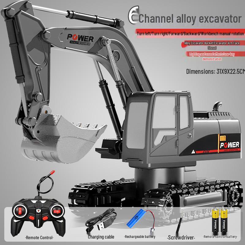 Children's Remote Control Excavator Toy - Large Electric Alloy Digger with Spraying Feature