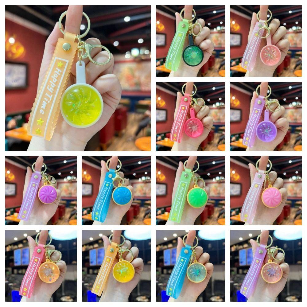 3D Flashing Baozi Key Ring LED Flashing Squeeze Toy Fidget Toy Steamed Bun Key Chain Car Keys