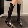 2025 autumn and winter new retro high boots pointed thick high heel boots slim legs foreign style small boots