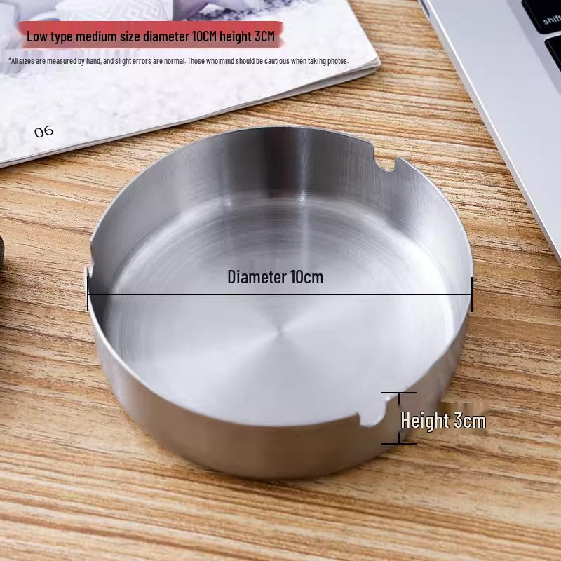 Round Stainless Steel Ashtray: Drop-Proof, Creative, Minimalist Design for Home, Hotel, Cafe, Restaurant, Guesthouse Use