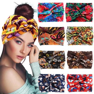 Printed Wide Elastic Headband Pilates Yoga  Running Cycling Hairband Turban Makeup Hair Hoop Makeup Headwrap for Women Girl