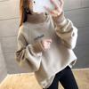 Sweatshirt for Women Padded Thickened Sweatshirt High Neck Loose Fake Two Piece Fleece Casual Pullover Long Sleeve Top Sweatshirt