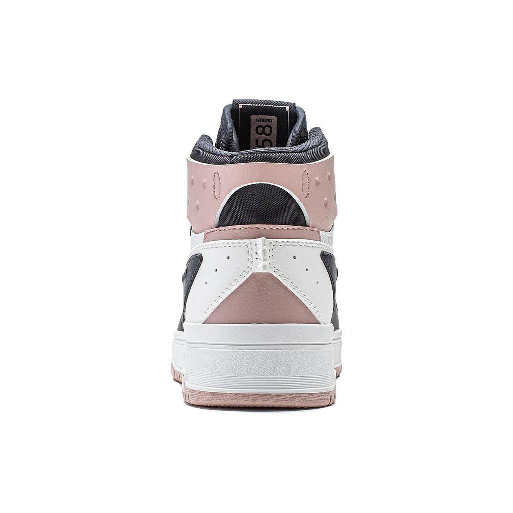Li Ning Mountain Origin 2.0 Slip Resistant Abrasion Resistant High top Skateboard Shoes Women's Dark Blue White Pink AGCT346-5
