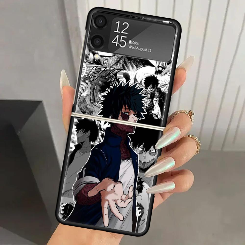 My Hero MHA Dabi Bnha Hard PC Phone Case For Samsung Galaxy Z Flip 7 6 5 4 3 Black ZFlip7 ZFlip6 Flip5 Flip4 Flip3 5G Print Cove