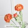 European Flocked Peony with Dew-Lotus Finish - Artificial 3-Head Flower for Home or Wedding Decoration