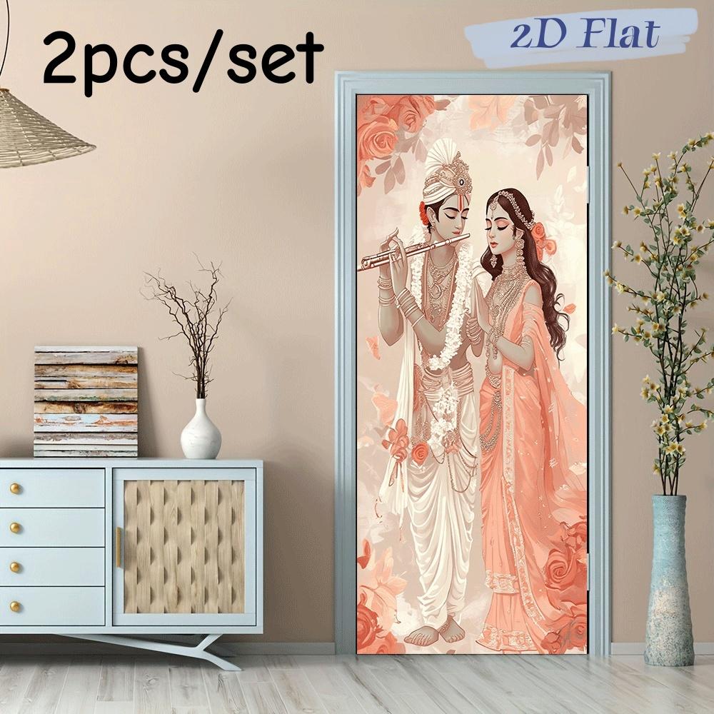 

2pcs Hindu deity decoration wall stickers, religious themed home decoration stickers, living room bedroom wall decorations, wate (as the picture,38.5x200cmx2)