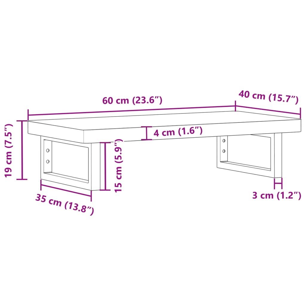 Wall Mounted Washbasin Shelf Steel and Acacia Wood