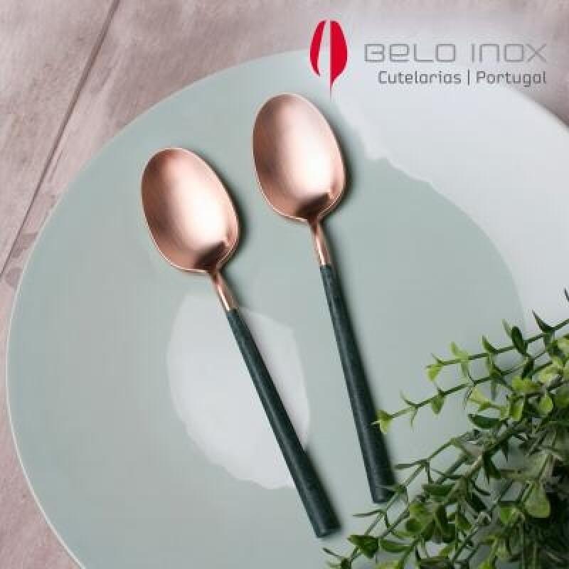 [belo inox] Neo Emerald Rose Gold Tea Spoon 4P Set