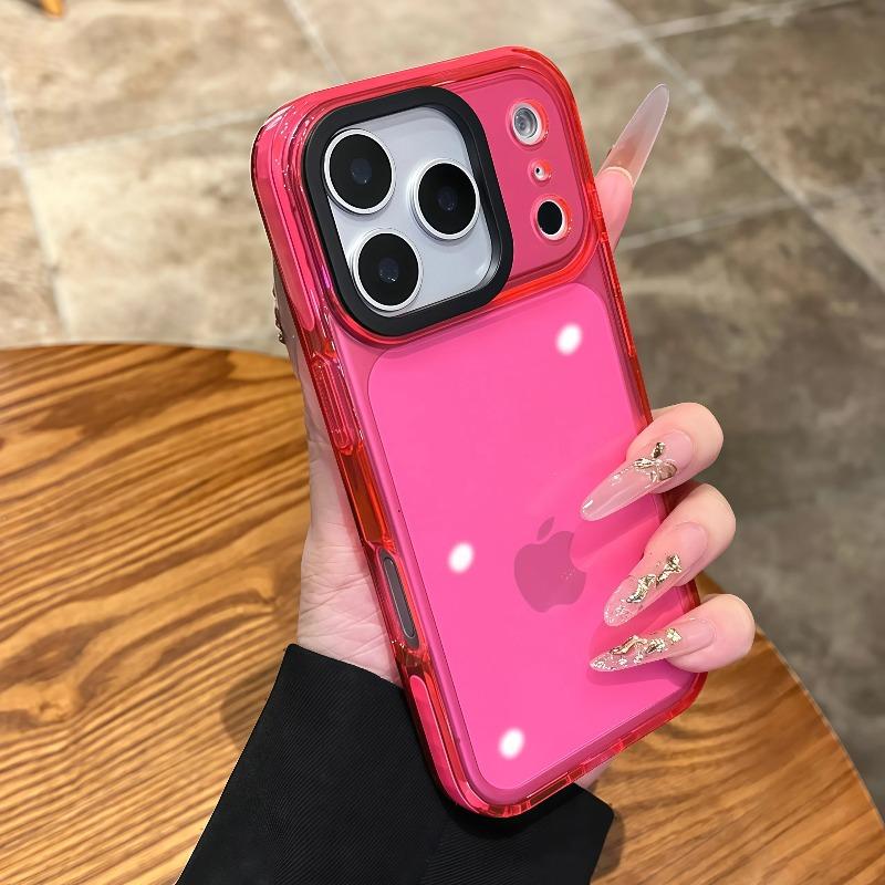 Luxury Transparent Airbag Phone Case For iPhone 17 16 15 Pro Max 14 16 Plus 13 12 11 Contrasting Bumper Shockproof TPU Cover