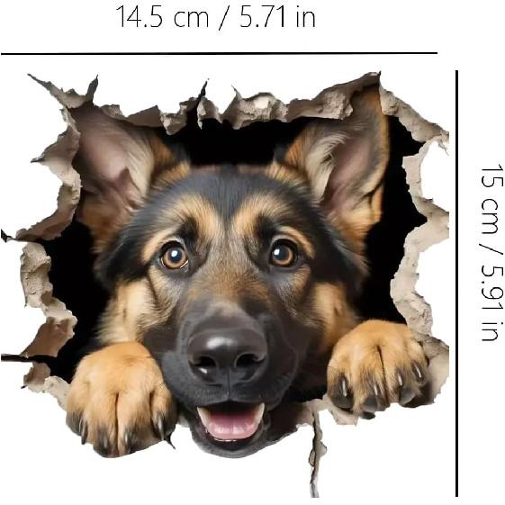 Decorative Decals 3D German Shepherd Car Sticker Set, Vinyl Material, Suitable for Decorating car Bodies, Windows, Rear Windshield, Bumpers, Walls,