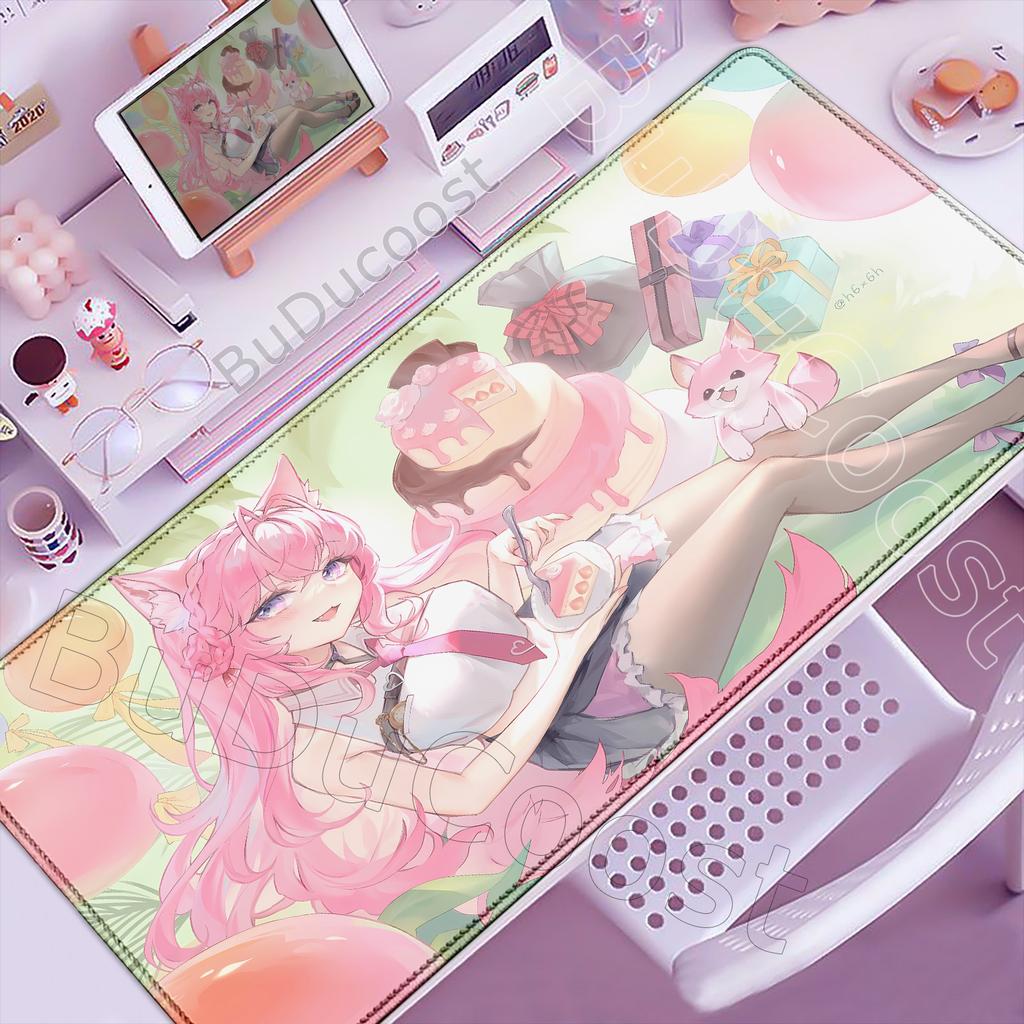 Cute Pink Anime Girl Hakui Koyori Mouse Pad Kawaii Hololive Large Table Mat Laptop Keyboard Pad XXL Mousepad PC Gamer Carpet Mat