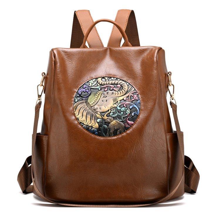 Schoolbag retro anti-theft backpack women's 1011 new soft leather women's bag casual versatile large-capacity travel bag tide