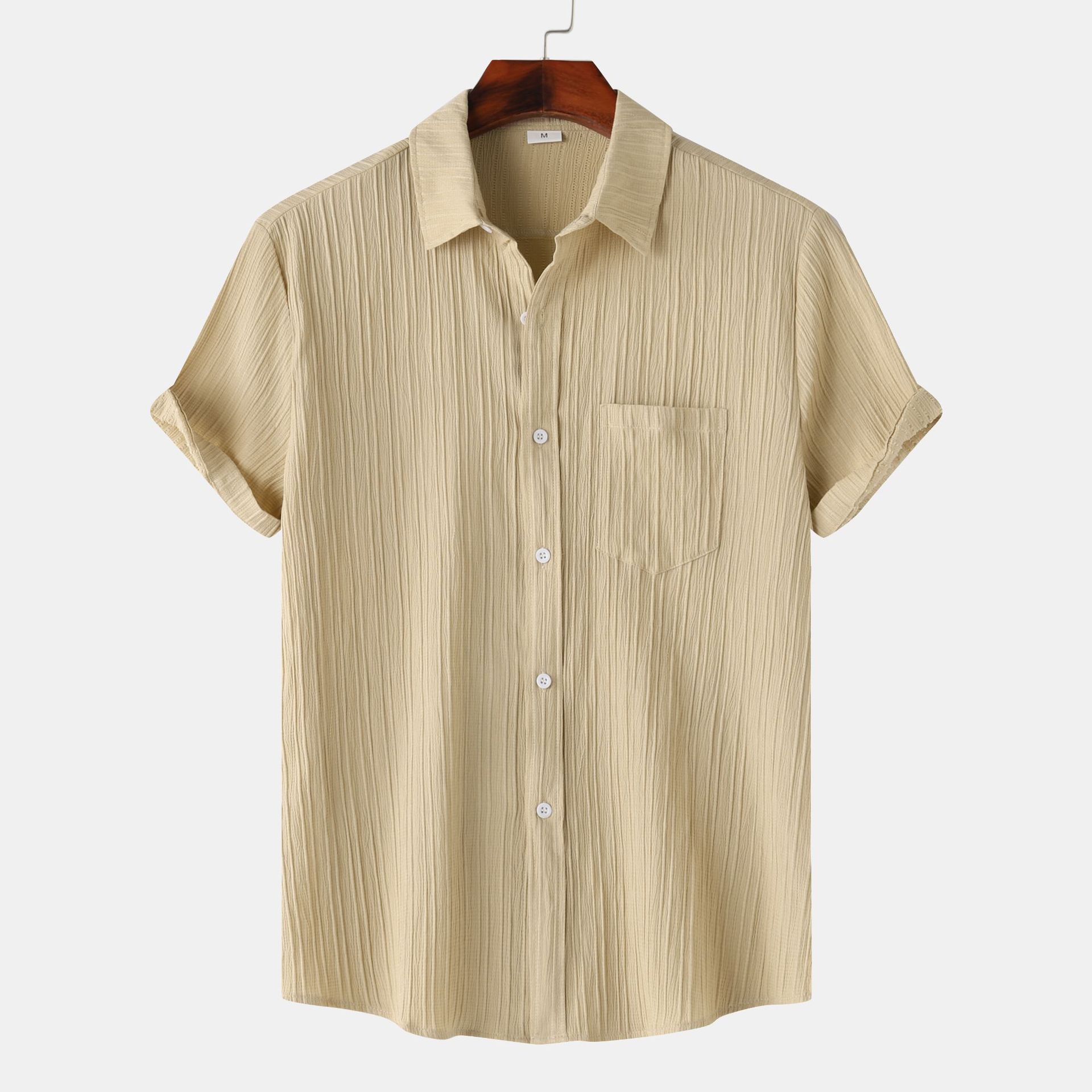 

Mens Solid Color Short Sleeved Shirts Summer Fashion Casual Blusas Men Clothing Streetwear Camisas Comfortable Men Shirt XXXL хакі